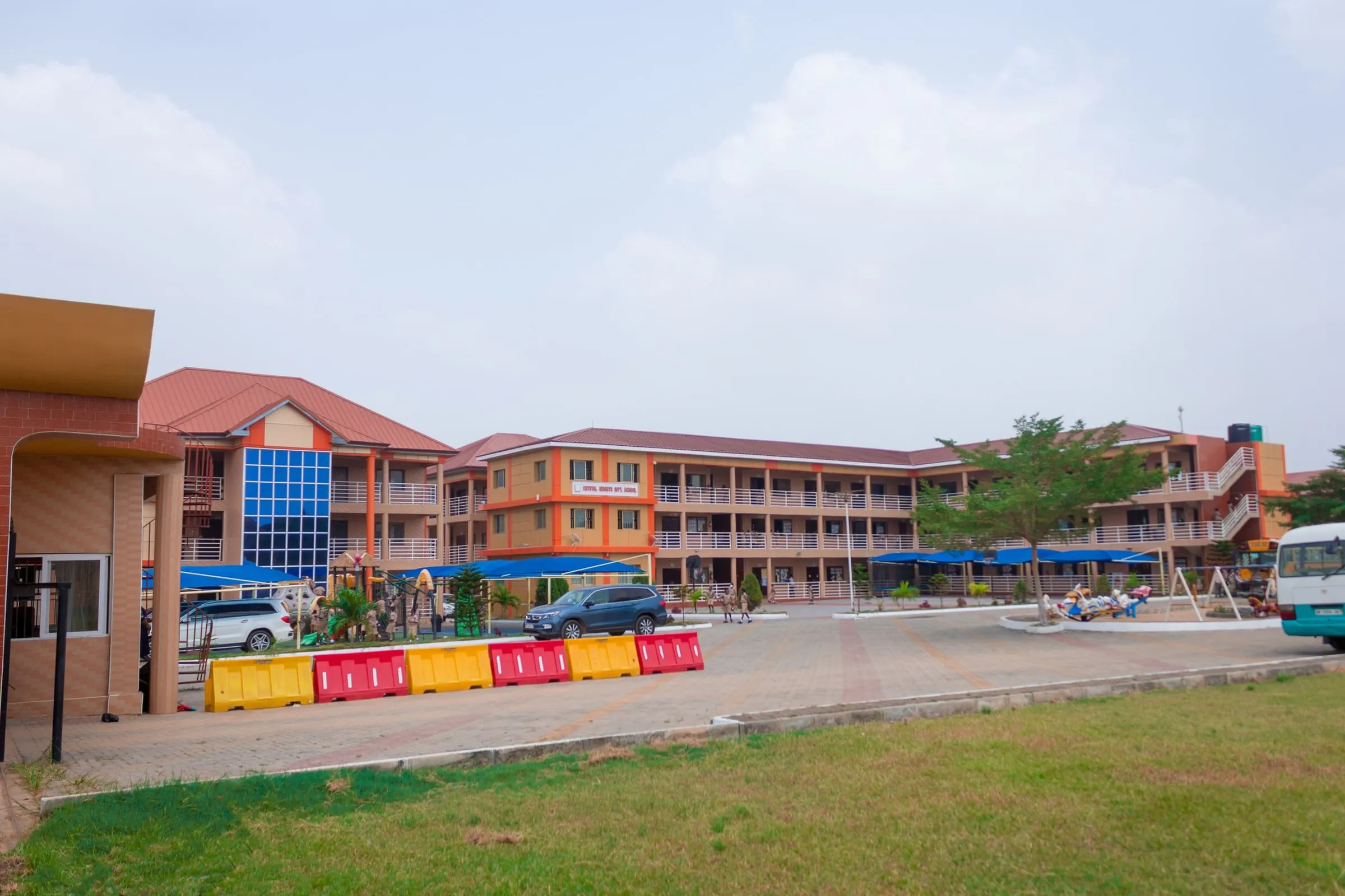 The Crystal Heights campus at Shikpontele, the school blocks seen across the grounds
